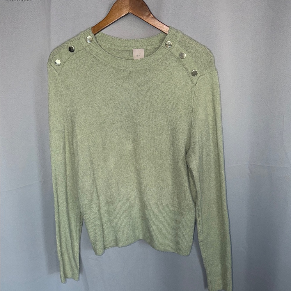 H&M Fine-knit Jumper Green Sweater Coastal Grandma Spring 90s Size Medium
